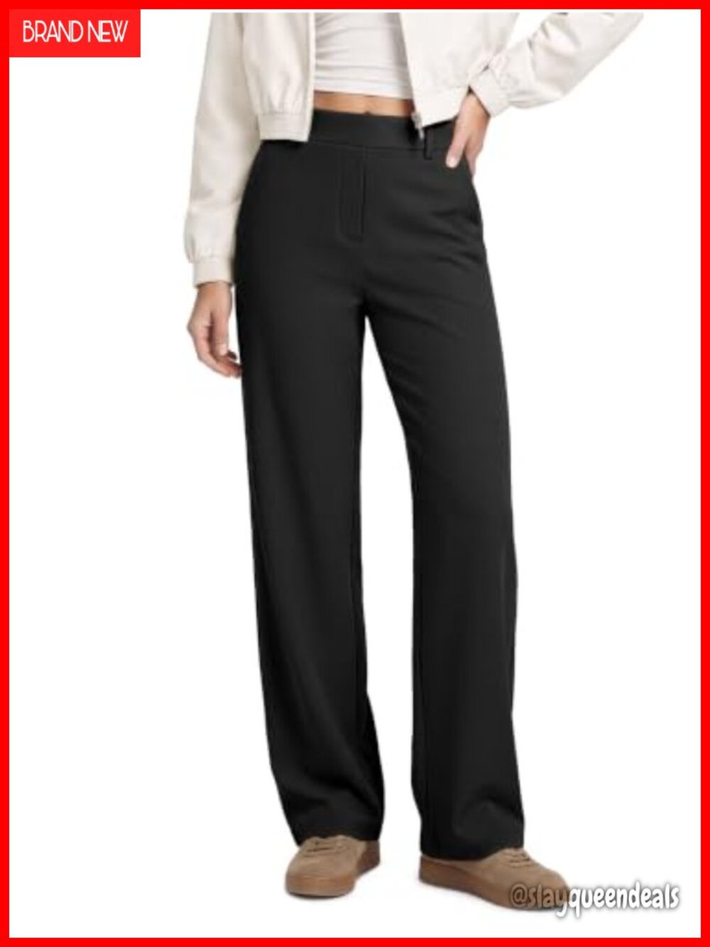 High-Rise Straight-Leg Trousers Tailored Stretch Work Pants